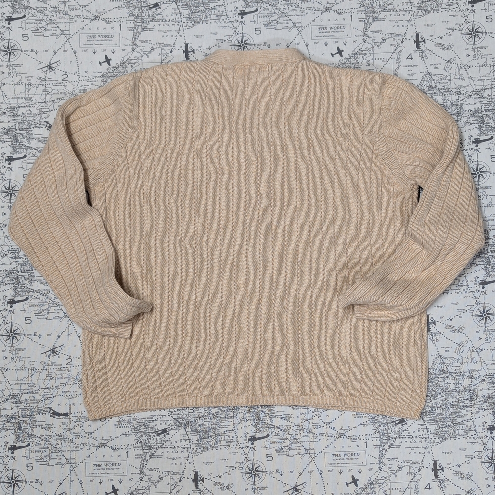 Vintage 90s Eddie Bauer Women's Beige Ribbed Cardigan Sweater Size Medium - Picture 3 of 4